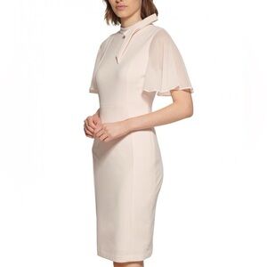 NWT Calvin Klein Blush Pink Bowtie Neck Bodycon Dress